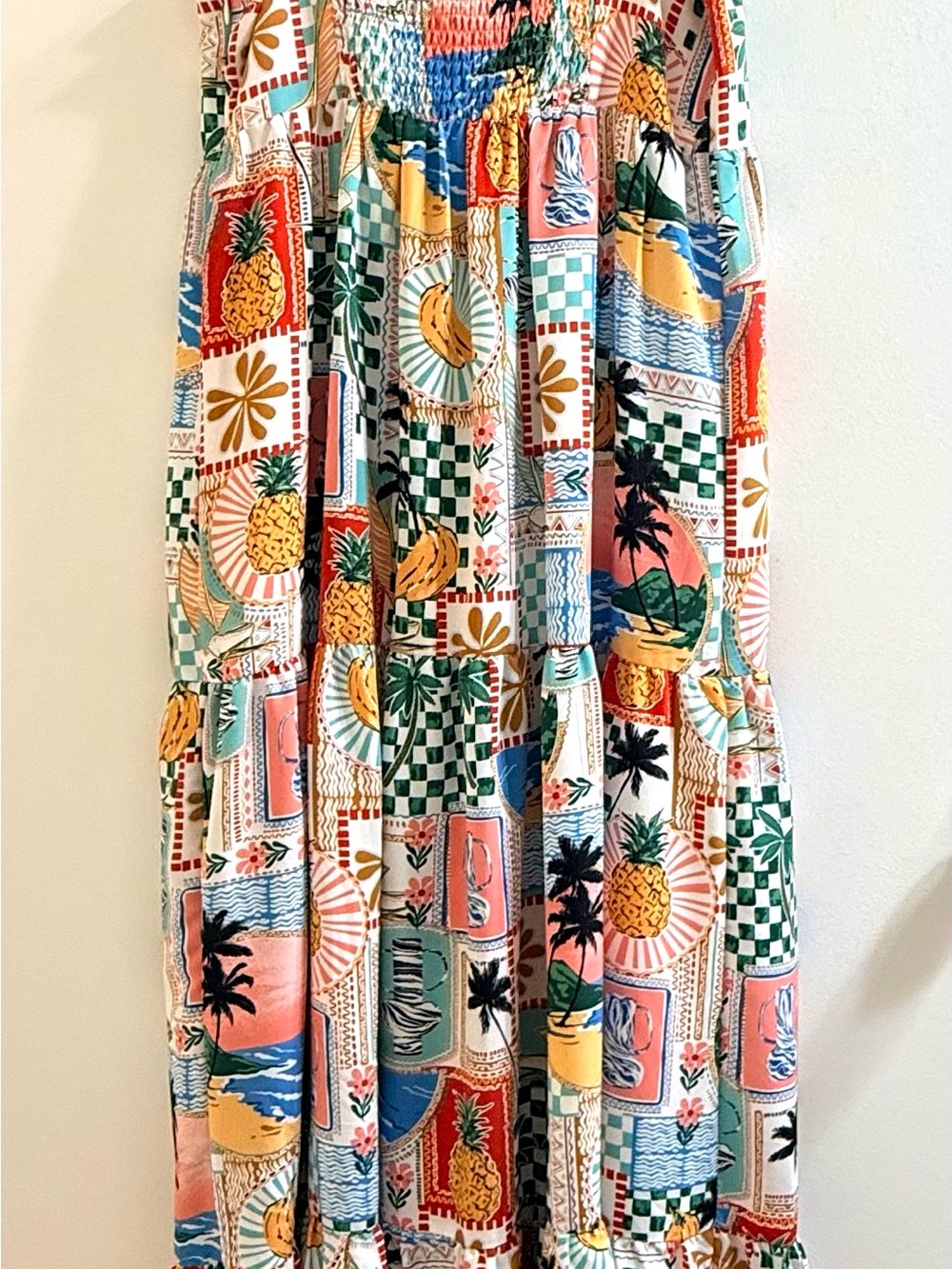 Skies Are Blue Citrus Sway Tropical Patchwork Tiered Maxi Dress - Size S  NWT - Picture 9 of 16